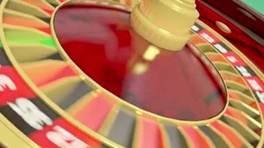 Rulet topu rulet tekerleğinde dönüyor. Döngülü animasyon. Uhd - 4k - 3d Rendering