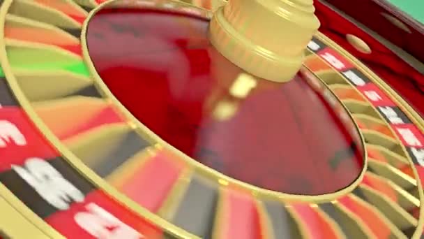 Roulette Bollen Snurrar Roulettehjulet Loopas Animering Uhd Rendering — Stockvideo