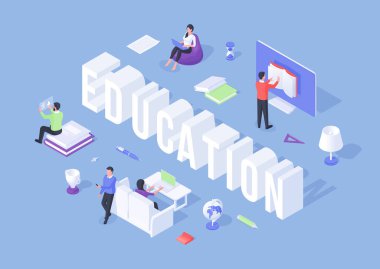 Etrafında öğrencilerin olduğu üç boyutlu kelime eğitimi