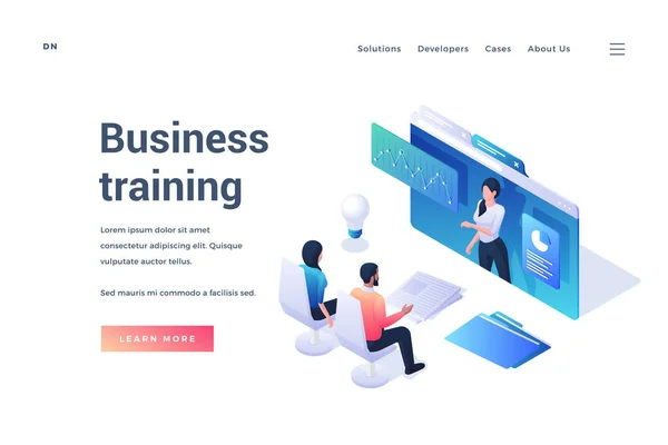 Banner for business training online via Internet resource — Stockový vektor