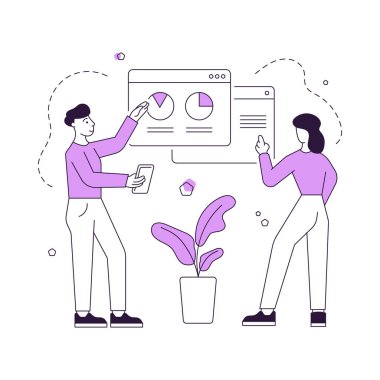 Modern erkek ve kadın internette grafikleri inceliyor