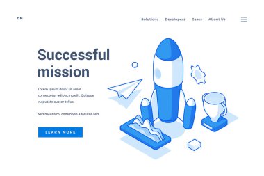 Modern başarılı uzay görevi için web pankartı