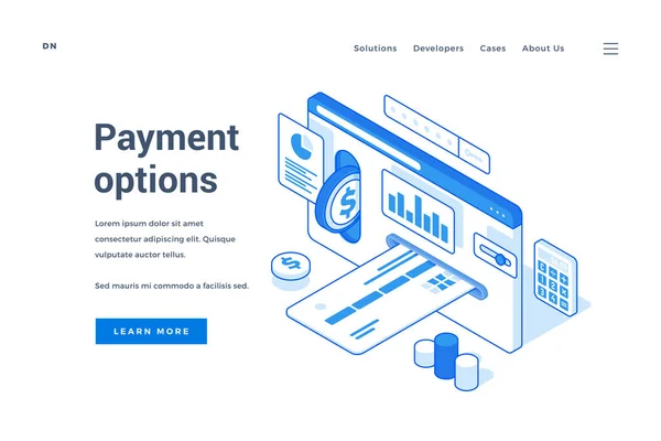 Web banner die verschillende moderne betalingsmogelijkheden vertegenwoordigt — Stockvector