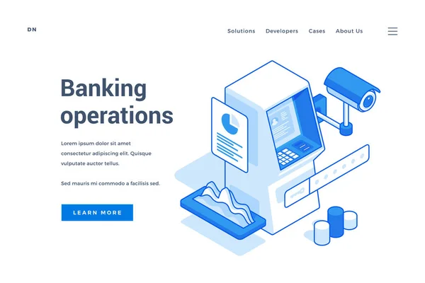 Web-Banner werben für sichere elektronische Bankgeschäfte — Stockvektor