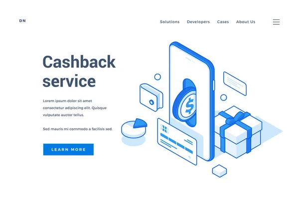 Banner wirbt für modernen Cashback-Service für Geräte — Stockvektor