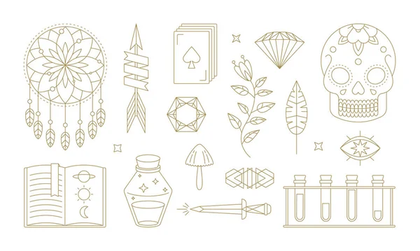 Conjunto de símbolos e iconos mágicos tradicionales — Archivo Imágenes Vectoriales