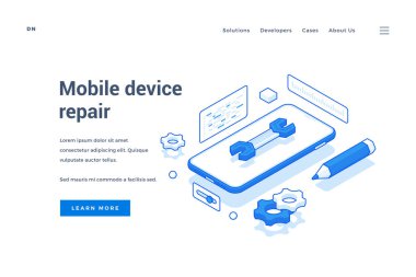 Mobil aygıt onarım servisi için web pankartı