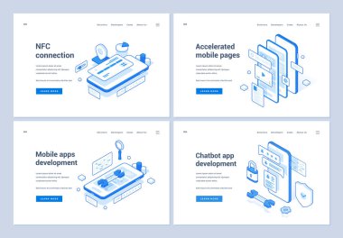 Çeşitli mobil uygulama geliştirme servisleri için pankartlar