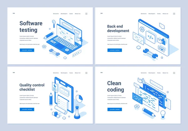 Webové bannery pro programování a kódování průmyslu — Stockový vektor