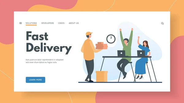 Fast Delivery Online-Lebensmittelbestellung im Büro Landing Page Template — Stockvektor
