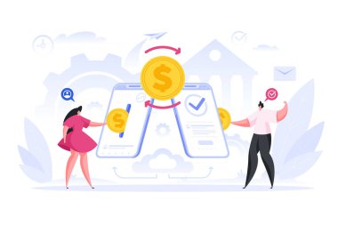 Modern erkek ve kadın online para transferi