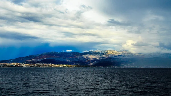 Tempesta Nel Mare Della Croazia Dal Traghetto Partenza Spalato — Foto Stock