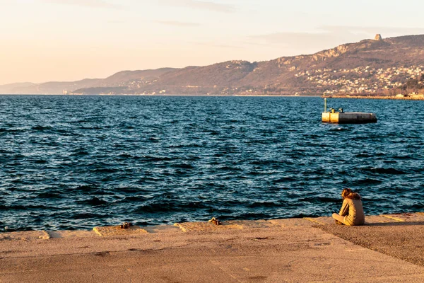 Winter Evening Gulf Trieste — Stock Photo, Image