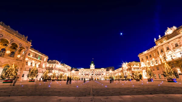 the beautiful square of Trieste with Christmas trees