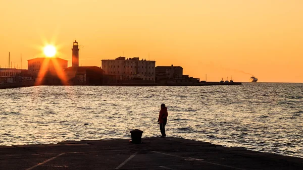 Noche Invierno Golfo Trieste — Foto de Stock