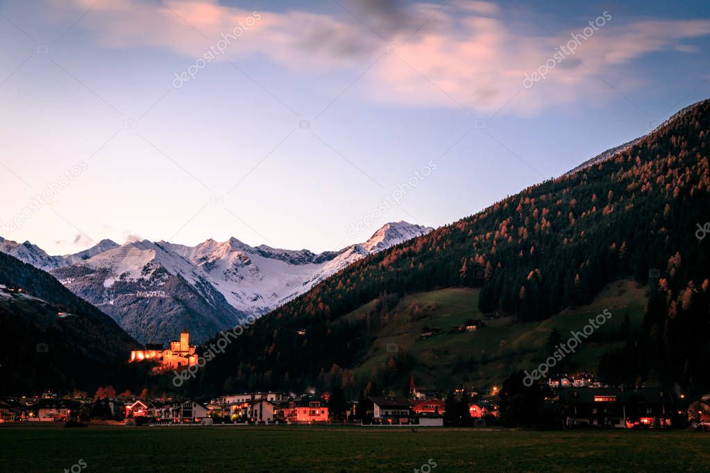 sunset in the valley of Campo Tures, Italy
