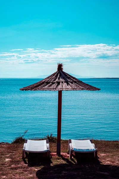 Premantura denizde plaj şemsiyesi
