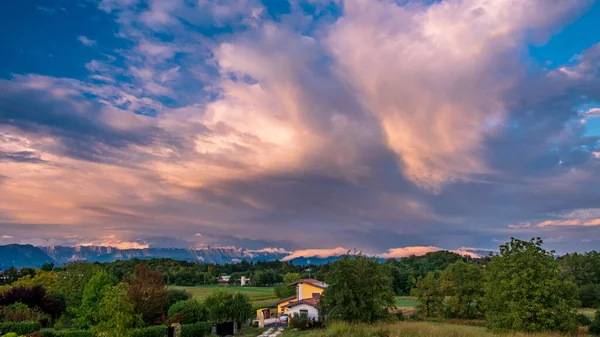 stock image Sunset after the storm in the italian countryside