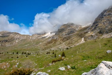 Montasio planında güzel bir bahar günü, Julian Alps, Friuli-Venezia Giulia, İtalya