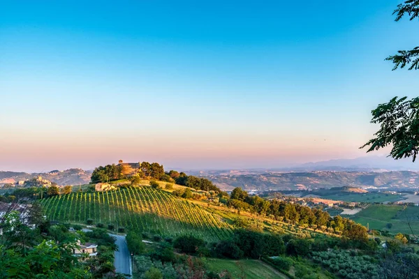 Sunset Fields Marche Village Acquaviva Picena — Stock Photo, Image