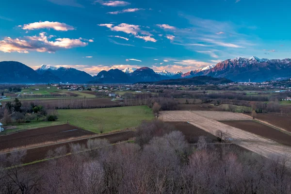 Sun Goes Clouds Countryside Udine Friuli Venezia Giulia Italy — Stock Photo, Image