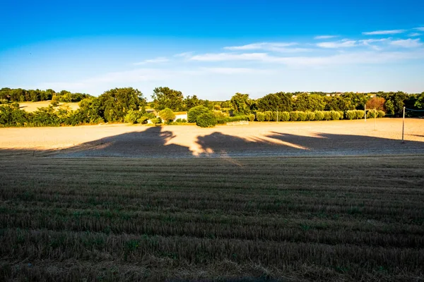 Puesta Sol Los Campos Marche Desde Pueblo Numana — Foto de Stock