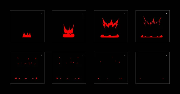 Effekt Der Feuerexplosion Explosion Animationseffekt Animation Sprite Blatt Für Spiele — Stockvektor