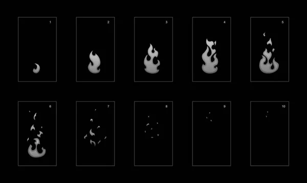 爆炸烟雾爆炸效果 动画中的火爆效果 对游戏设计 运动图形 动画或其他东西的影响 动画中的火爆效果 游戏设计的效果 运动图形 — 图库矢量图片