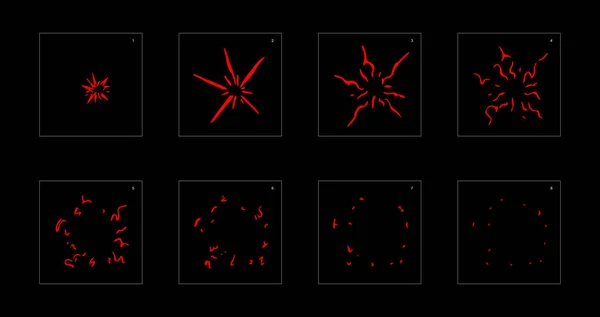 Efecto Fuego Brillante Efecto Animación Explosión Fuego Hoja Sprite Animación — Vector de stock