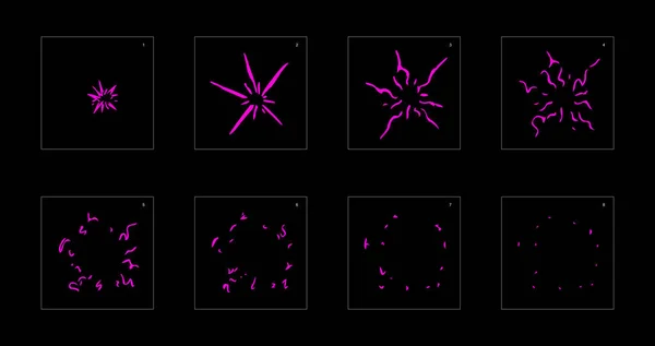 Efecto Explosión Veneno Brillante Efecto Animación Explosión Veneno Hoja Sprite — Vector de stock