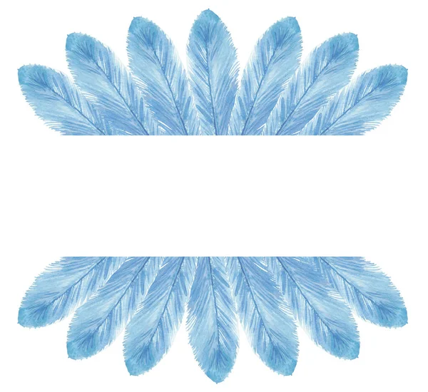 Υδατογραφία Χέρι Βαμμένο Μπλε Διακόσμηση Υφή Banner Πλαίσιο Ανοιχτό Μπλε — Φωτογραφία Αρχείου