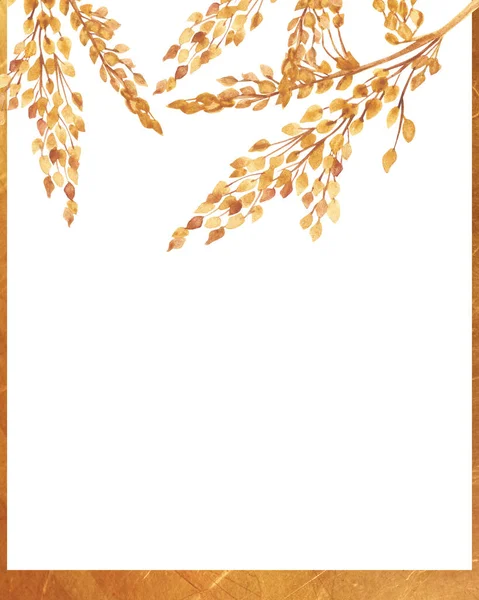 자연의 곡식밭 프레임을 귀뚜라미 부케와 배경에 황금빛 제곱을 이용하여 원문을 — 스톡 사진