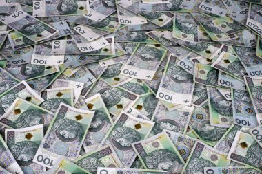 Lehçe 100 Zlotisi banknotlar arka plan yaptı. Mali doku soyut.