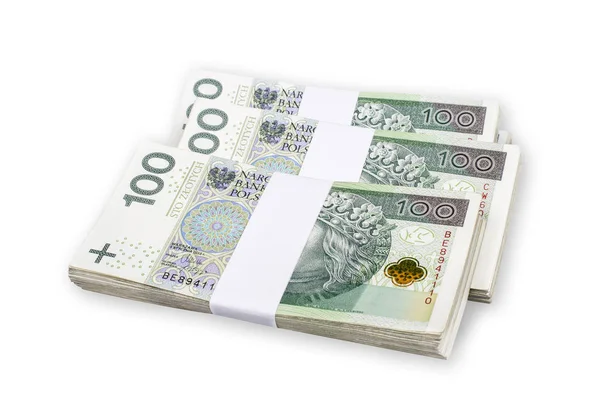 Polskie banknoty na białym tle — Zdjęcie stockowe