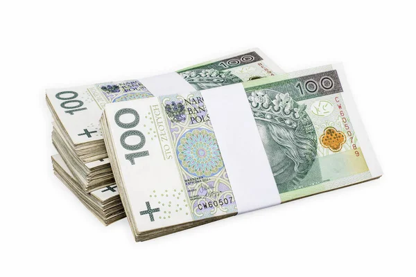 Polskie banknoty 100zl ze ścieżką — Zdjęcie stockowe