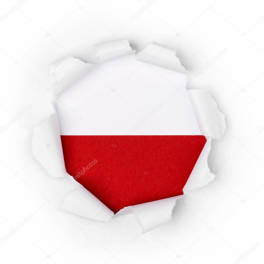 Poland flag through the paper.