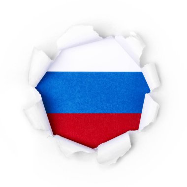 Gazetede Rus bayrağı.