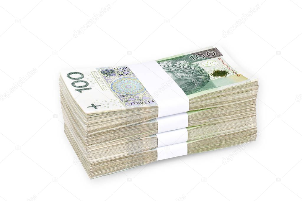 Polish Banknotes Stack Isolated