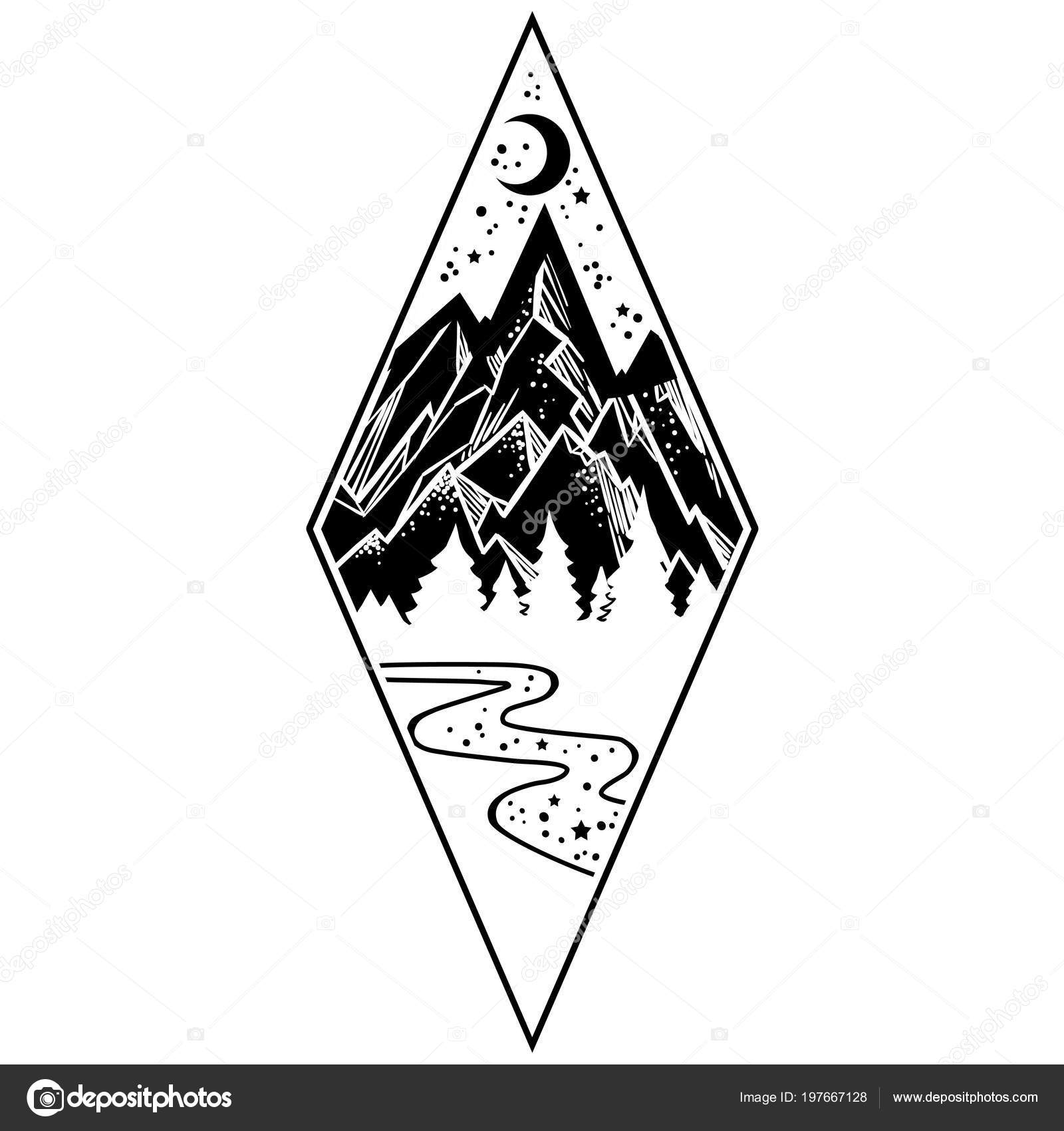 Mountain River Temporary Tattoo by Tukoi Set of 3  Small Tattoos