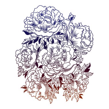 Suluboya tarzında vektör çizim çiçek. 