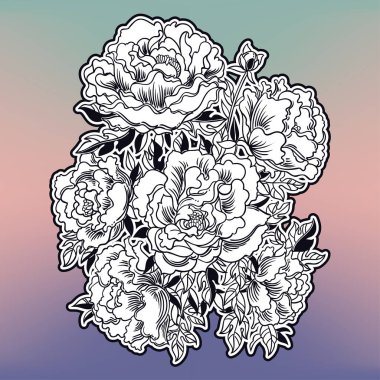 Suluboya tarzında vektör çizim çiçek. 