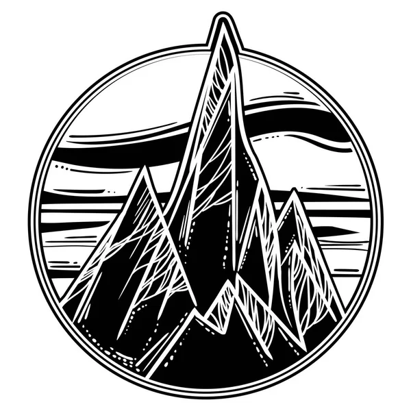 Belle Illustration Vectorielle Avec Paysage Naturel Montagnes Nuages Tatouage Espace — Image vectorielle