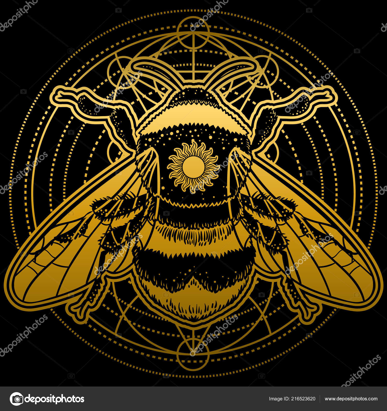 Bumblebee Hand Drawn Vector Illustration Tattoo Art Sketch Bee Mystical  Stock Vector Image by ©mazeina #216523620