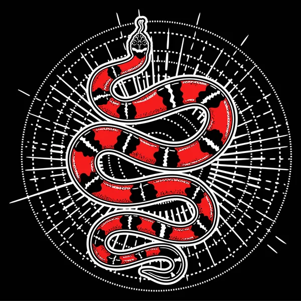 手描きヴィンテージ蛇のタトゥー アート ベクトル図 — ストックベクタ