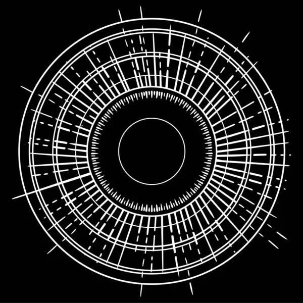 Esquema Dibujo Las Explosiones Sol Retro Forma Rayos Solares Radiantes — Vector de stock