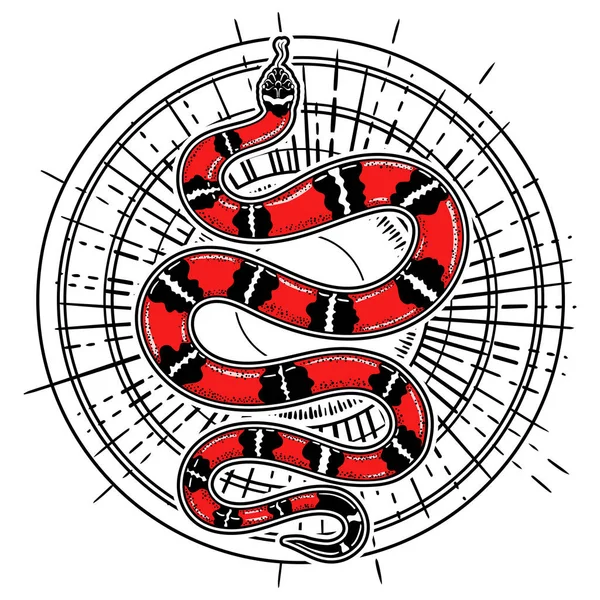 Tatuaje Serpiente Vintage Dibujado Mano Ilustración Vectorial — Archivo Imágenes Vectoriales