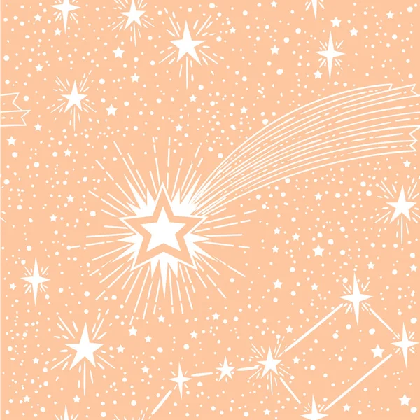 Estrelas Cadentes Planetas Estilo Tatuagem Meteoritos Queda Poeira Estelar Ilustração — Vetor de Stock