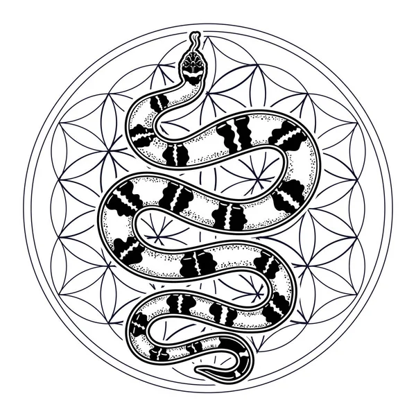Tatouage Serpent Vintage Dessiné Main Illustration Vectorielle — Image vectorielle