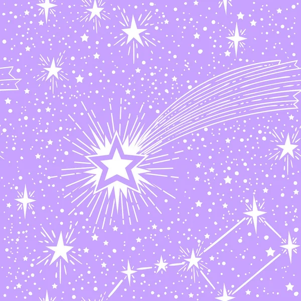 Kayan Yıldızlar Gezegenler Dövme Tarzı Stardust Düşen Göktaşları Vektör Çizim — Stok Vektör