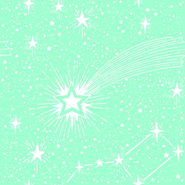 Shooting Stars Planets Tattoo Style Stardust Falling Meteorites Vector Illustration — Stock Vector